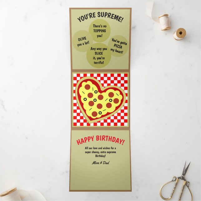 Carte Trois Volets Pizza Box Pizza Puns Anniversaire (Intérieur)