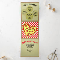 Pizza Box Puns Anniversaire Valentine Tri-Fold Car