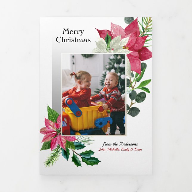 Carte Trois Volets Poinsettia moderne, photo Holly & Pine (Page de couverture)