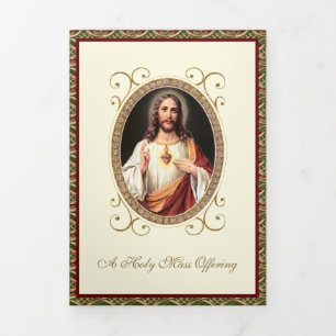 Carte Trois Volets Prêtre catholique Offrande de messe Sacré-Cœur Mar