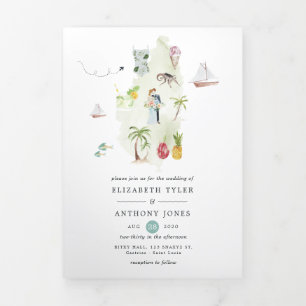 Carte Trois Volets Sainte Lucie Destination Mariage Photo Tri-Fold Ca