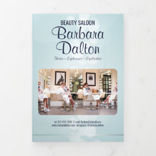 Carte Trois Volets Simple Elegant Blue Bokeh