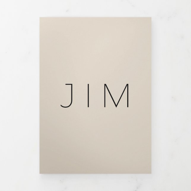 Carte Trois Volets Spanish White Beige Formal minimal Wedding (Page de couverture)