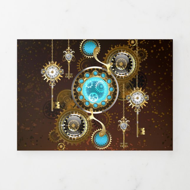 Carte Trois Volets Steampunk Rusty Background (Page de couverture)