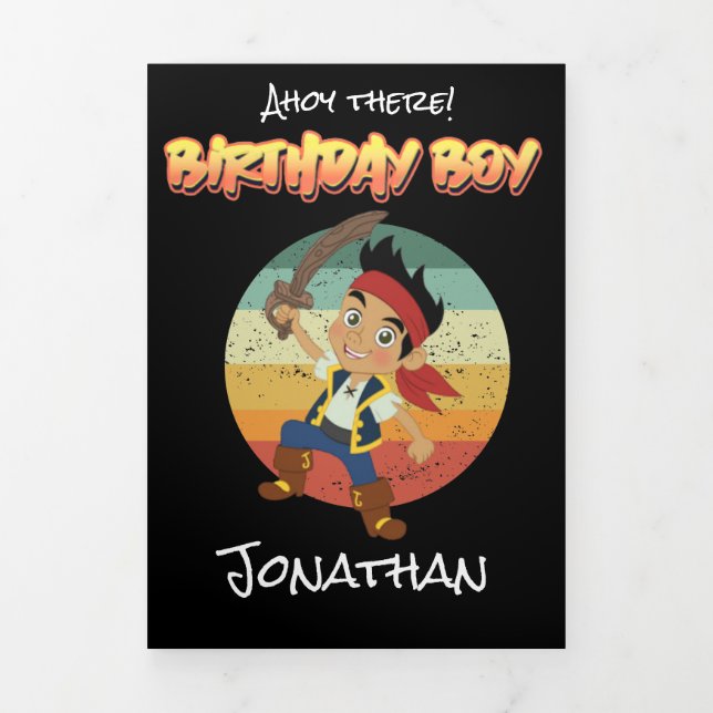Carte Trois Volets Sunset Pirate Boy 1er Anniversaire (Page de couverture)