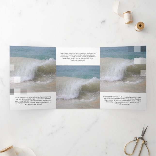 Carte Trois Volets Transparence contemporaine en blanc fin (Intérieur)