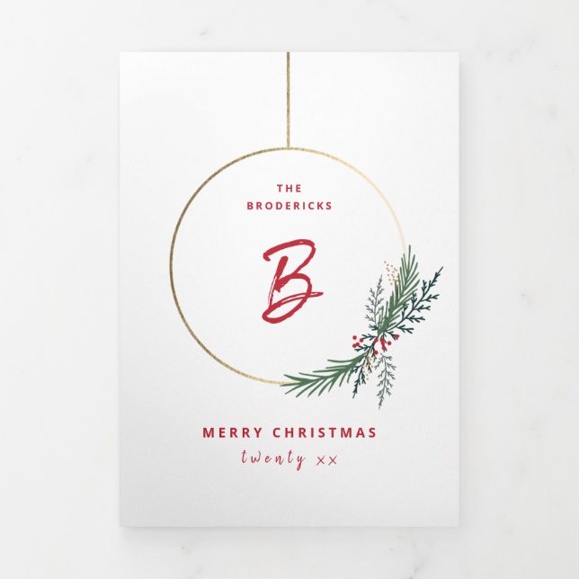 Carte Trois Volets Vacances de couronne moderne swap photo de Noël (Page de couverture)