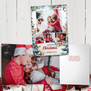 Carte Trois Volets Village des neiges d'hiver Festif à quatre photos