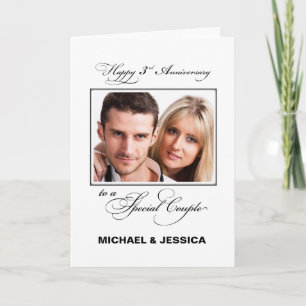 Carte Troisième anniversaire de mariage Nom/Photo person