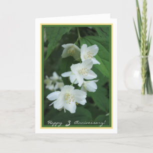 Carte Troisième anniversaire Mariage Souhaite 3 fleurs d