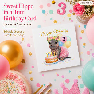 Carte Troisième Anniversaire Pour Filles Happy Hip