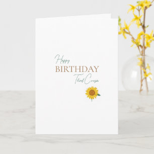 Carte Troisième Cousin Tournesol Anniversaire