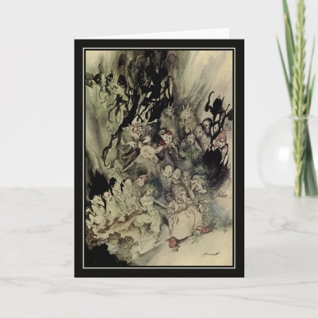 Carte Trolls vintage d'Halloween Arthur Rackham (Devant)