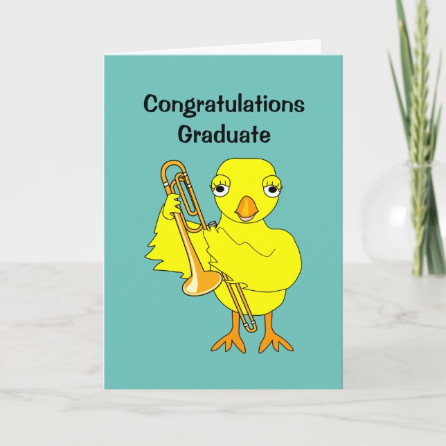 Carte Trombone Chick Graduation (Devant)
