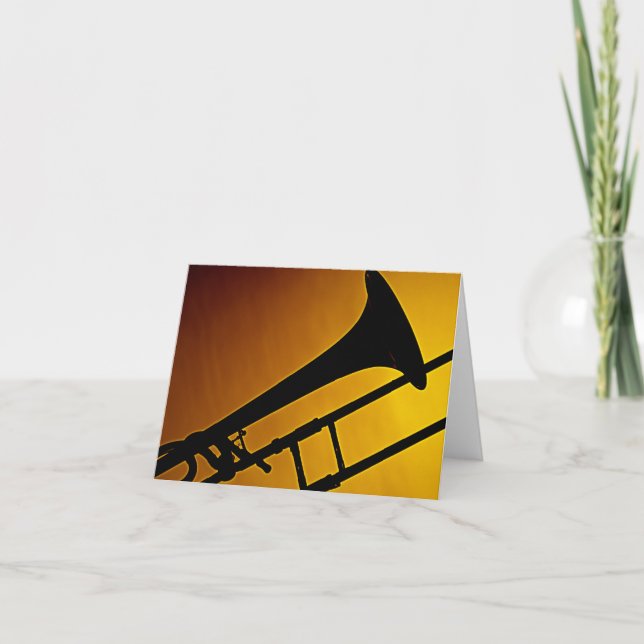 Carte Trombone Greeting Card Gold Background (Devant)
