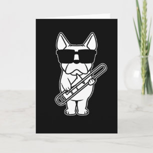 Carte Tromboniste Trombone Player Dog With Trombone