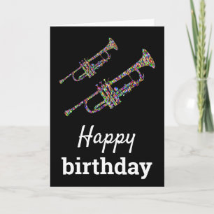 Carte Trompette funky musique colorée Joyeux anniversair