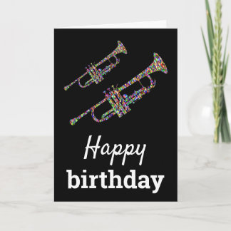 Carte Trompette funky musique colorée Joyeux anniversair