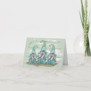 Carte Tropcal Blue Watercolor Beach Gnomes