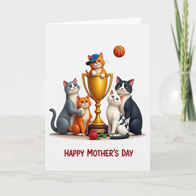 Carte Trophy Cats Mothers Day Celebration Card (Devant)