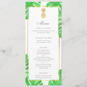 Carte Tropical Ananas Gold & Green Mariage Menu