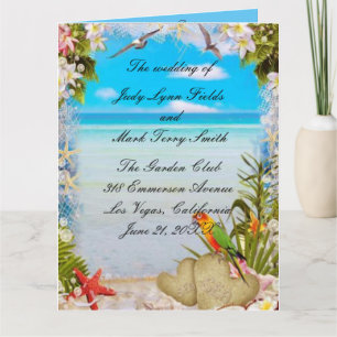 Carte Tropical Beach Floral Wedding Program
