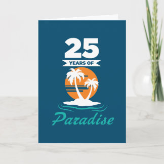 Carte Tropical Beach Silver 25th Wedding Anniversary