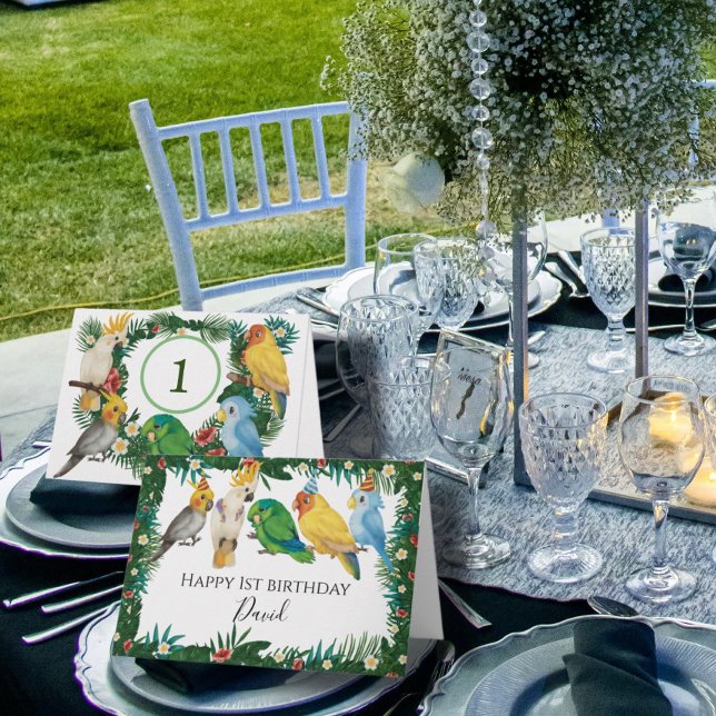 Carte Tropical Exotic Baby charmant perroquets Joyeux an (Créateur téléchargé)