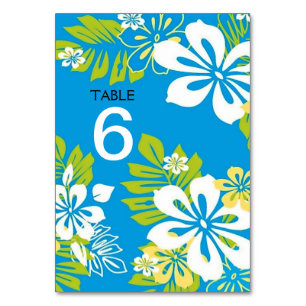 Carte Tropical Floral Mariage Menu+Numéro de table