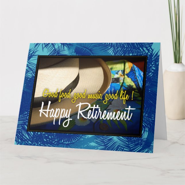 Carte Tropical Happy Retirement dans Blue XL Card (Devant)