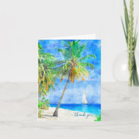 Tropical Island Beach Palm Tree Sailboat Merci