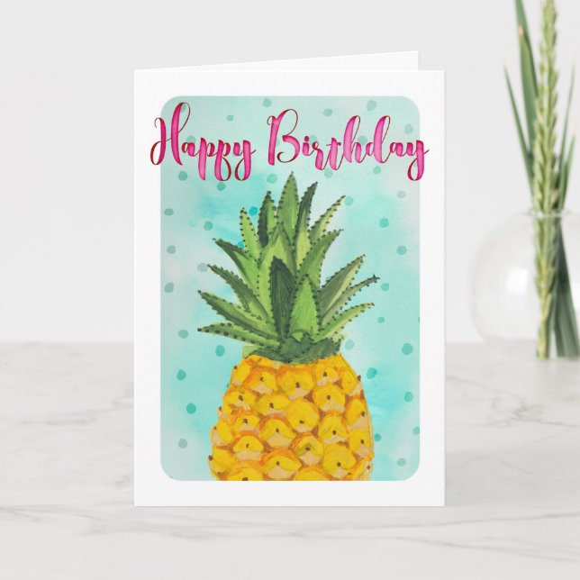 Carte Tropical jaune Fruit d'ananas Anniversaire (Devant)