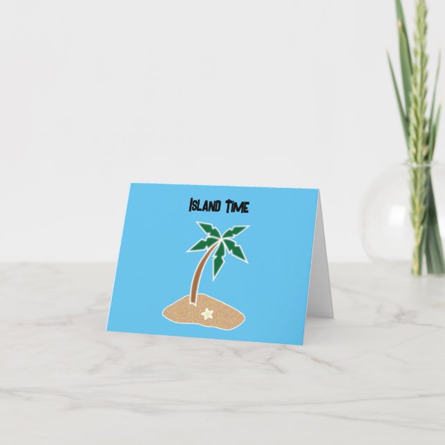 Carte Tropical Palm Tree Island Getaway Cartoon Design (Devant)