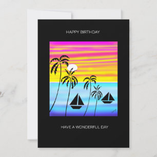 Carte Tropical Summer Sunset Sailing Anniversaire