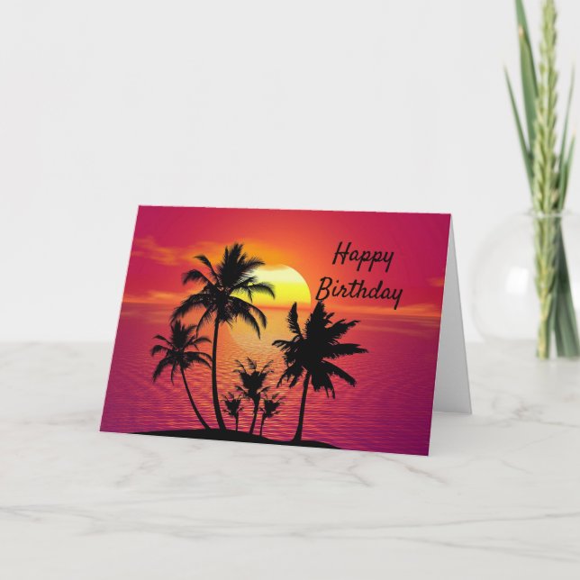 Carte Tropical Sunset Birthday (Devant)