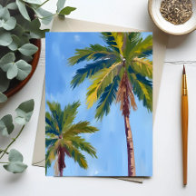 Carte tropicale aquarelle palmiers