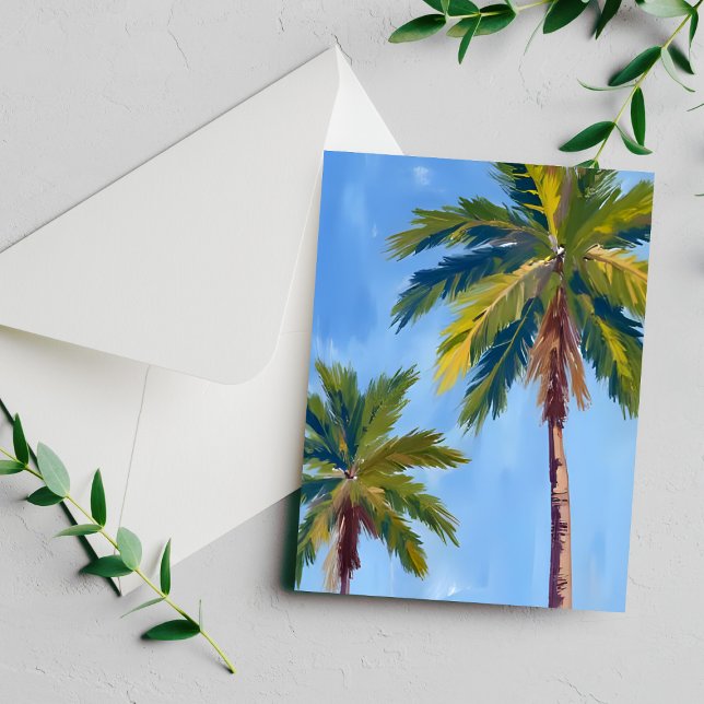 Carte tropicale aquarelle palmiers (Créateur téléchargé)