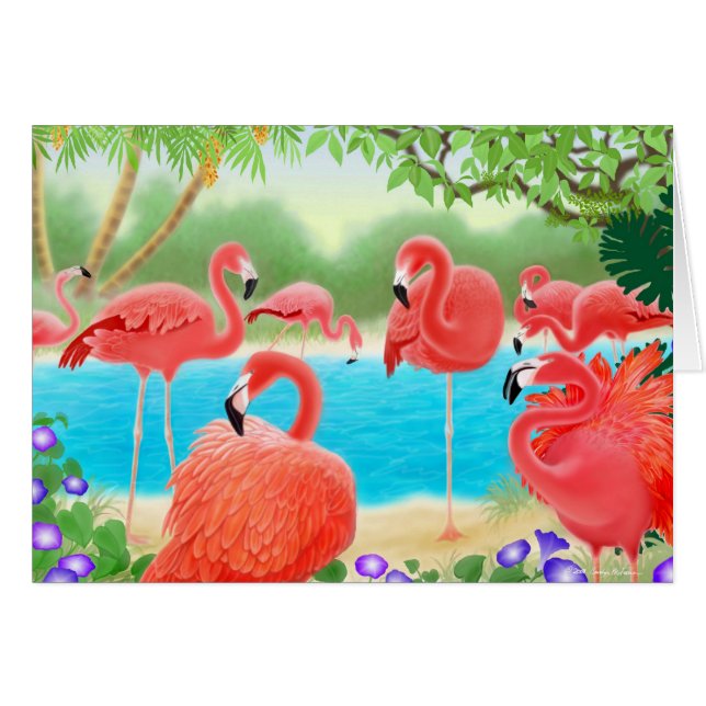Carte tropicale de Flamants roses (Devant horizontal)