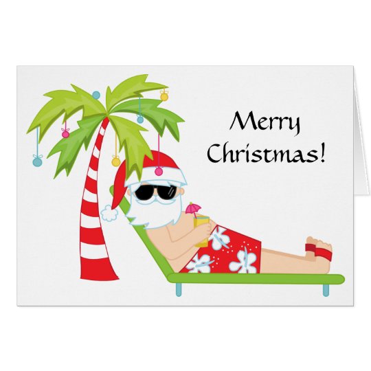 Carte tropicale/de palmier père noël de Noël