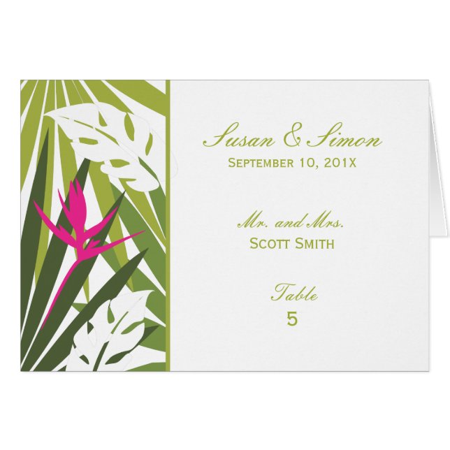 Carte tropicale de tente/Tableau de mariage (Devant Horizontal)