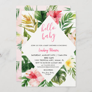 Carte tropicale d'invitation de baby shower de