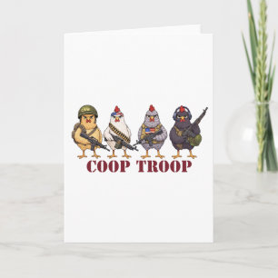 Carte Troupe de Coop Drôle du 4 juillet Poules Militaire