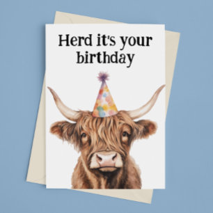 Carte Troupeau de vache Highland C'est ton anniversaire