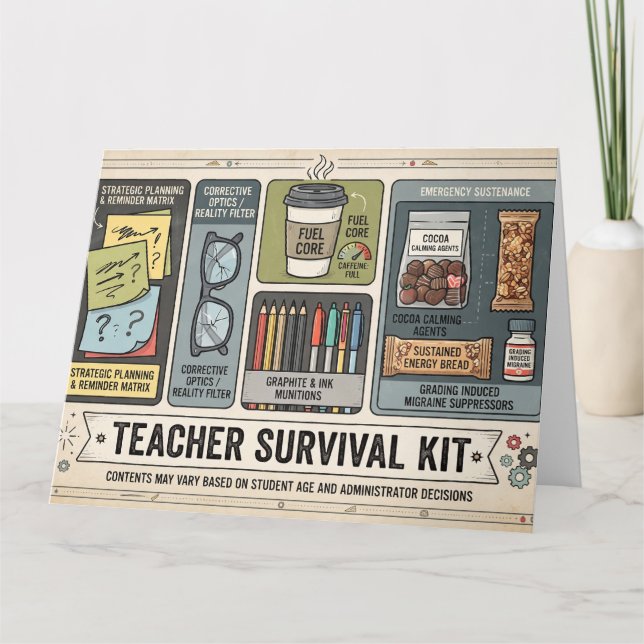 Carte "Trousse de Survie de l'Enseignant" Fournitures po (Devant)