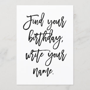 Carte Trouvez votre anniversaire chic écriture manuscrit