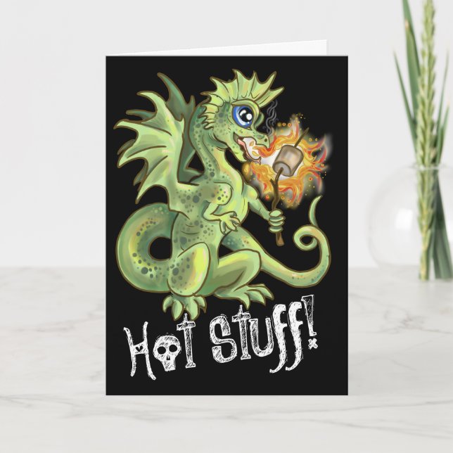 Carte Truc chaud ! petit marshmallow qui grille dragon (Devant)
