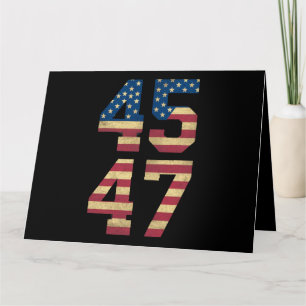 Carte Trump 2024 45 47 Vintage American Flag Retro 4547