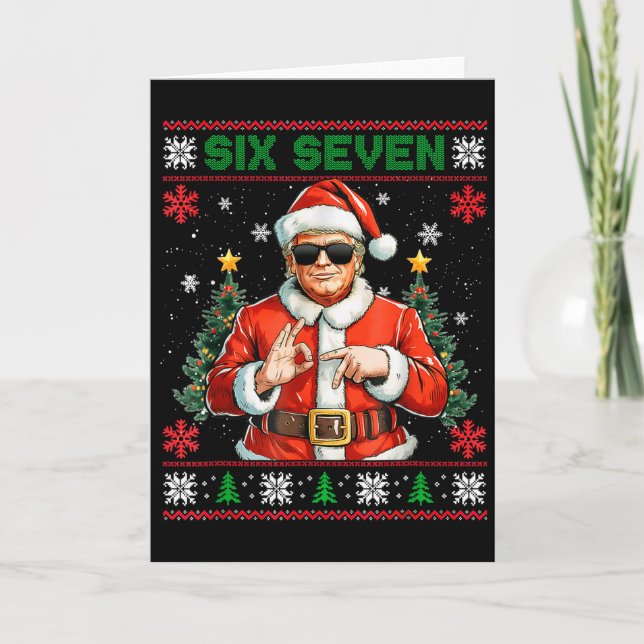 Carte Trump Says 67 Meme Six Seven Funny Ugly Christmas  (Devant)