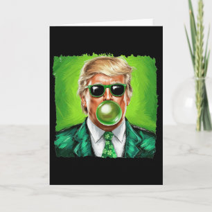 Carte Trump soufflant du Bubble Gum vert pour la Saint-P