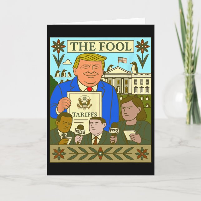 Carte Trump Tarot Card The Fool Imposes Tariff On Pengui (Devant)